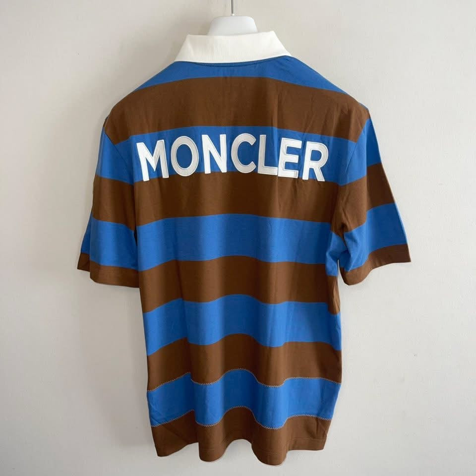 Moncler Short Sleeve Striped Polo - Size L