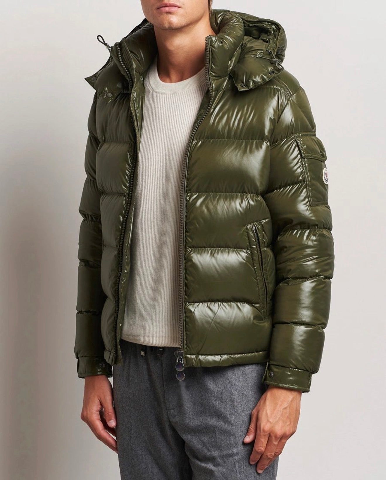 Moncler Mens Maya Down Jacket Khaki