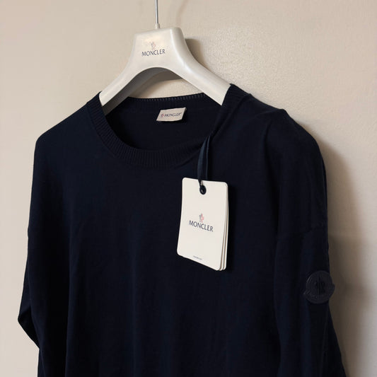 Moncler Cotton/ Cashmere Crewneck Sweater Navy - Size XL