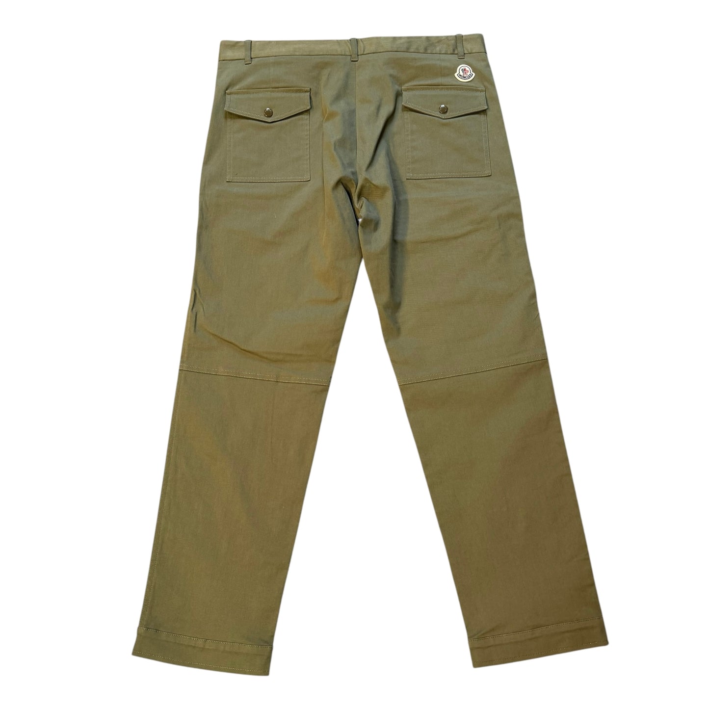 Moncler Zip Pocket Cotton Trousers Olive Green - Size 52