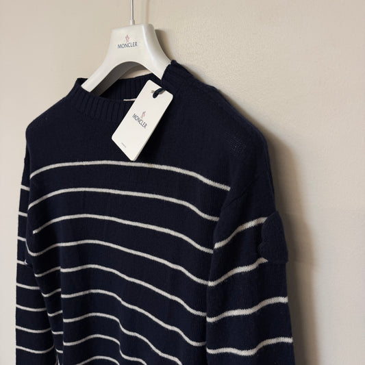 Moncler Striped Wool & Cashmere Sweater Navy - Size M