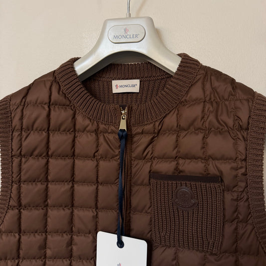 Moncler Ladies Knitted Gilet Brown