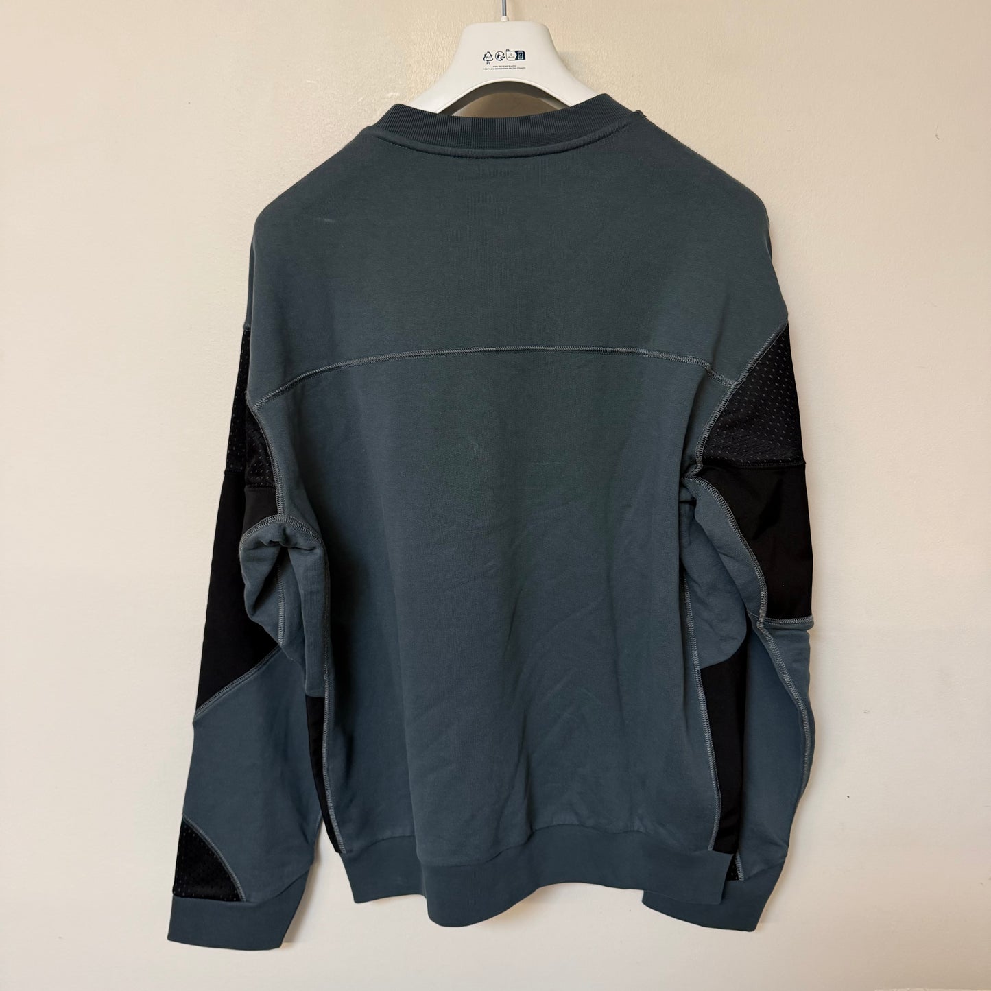 Moncler Matt Black Panelled Sweatshirt Slate Green - Size L