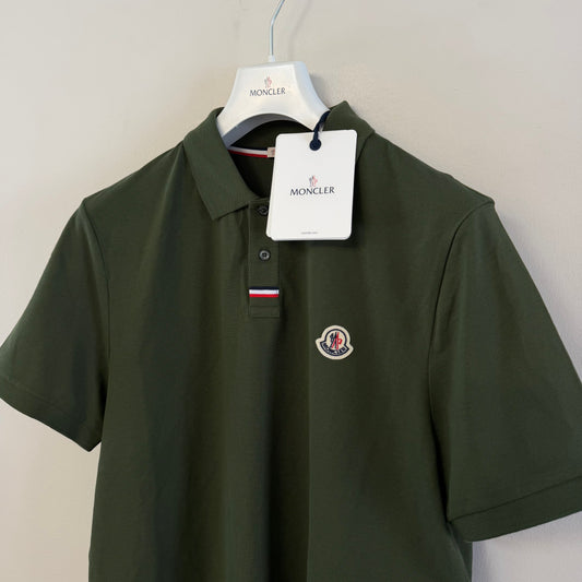 Moncler Mens Polo Shirt Khaki Green - Size XL