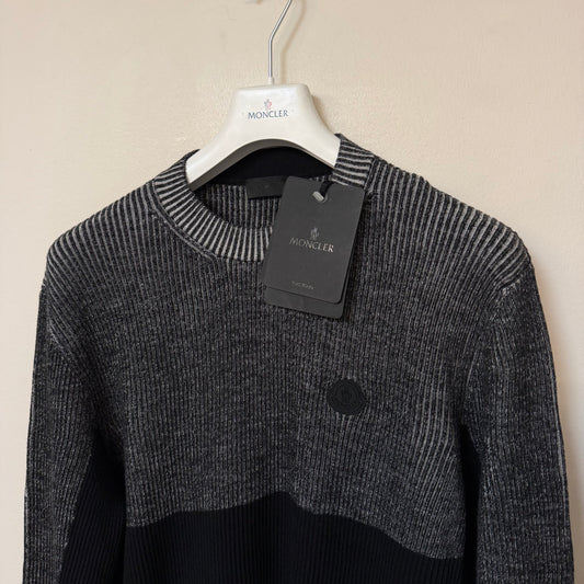 Moncler Matt Black Two-Tone Ribbed Sweater Grey/Black - Sizes S, L, XL & XXXL