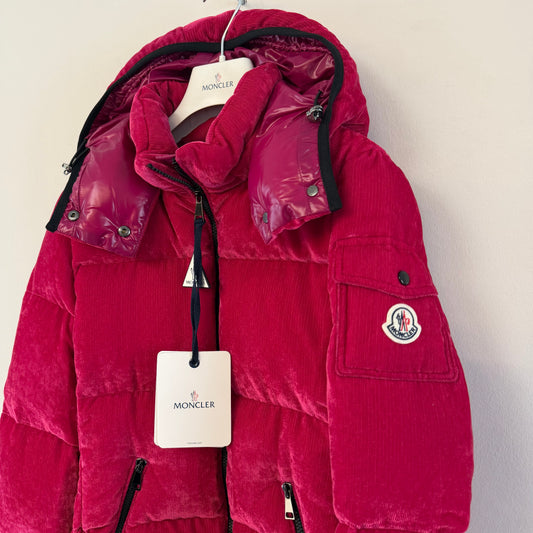 Moncler Ladies Fourmi Velvet Down Jacket Pink - Size 2