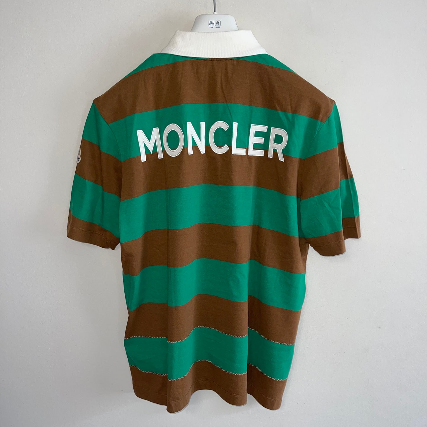 Moncler Short Sleeve Striped Polo - Size M