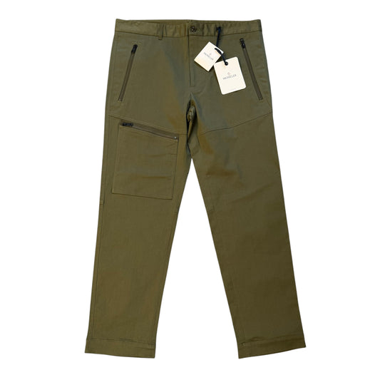 Moncler Zip Pocket Cotton Trousers Olive Green - Size 52