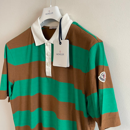 Moncler Short Sleeve Striped Polo - Size M