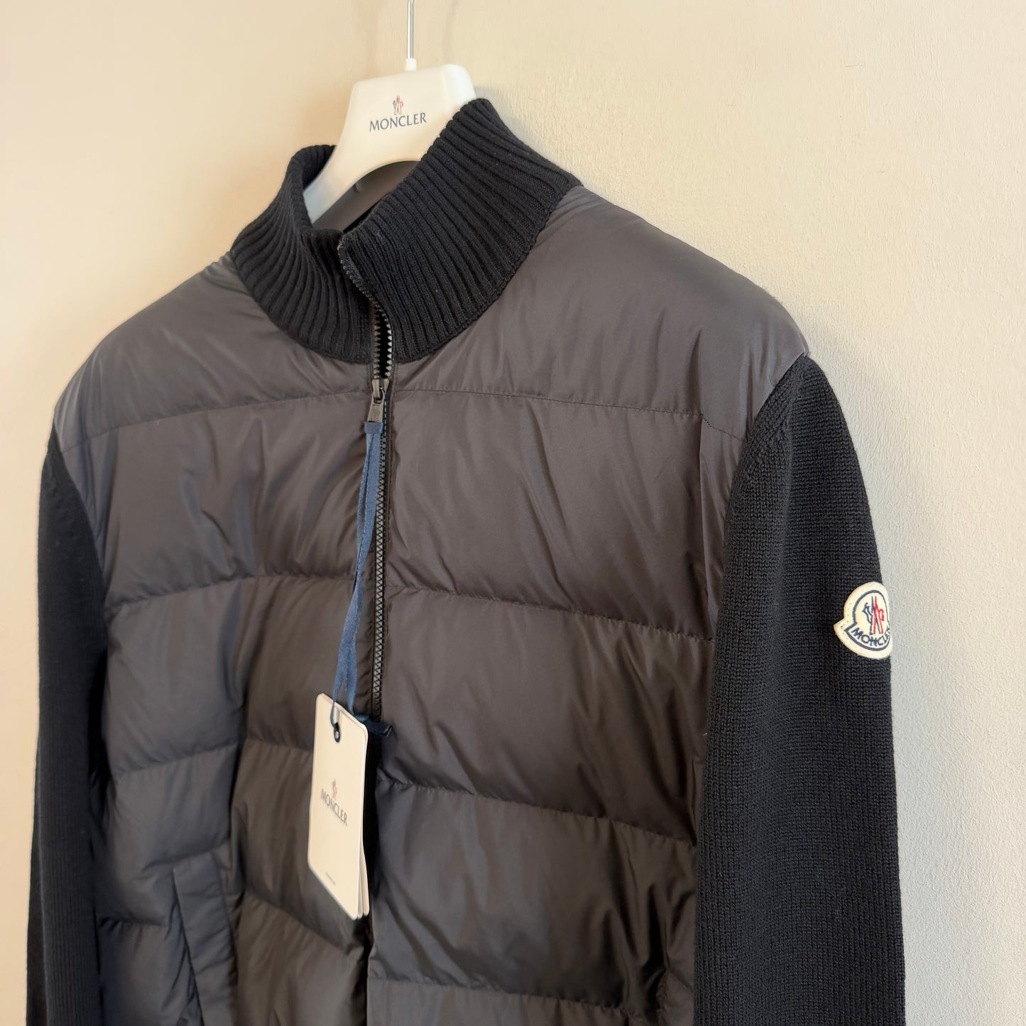 Moncler Padded Wool Zip-Up Cardigan Black - Size 3XL