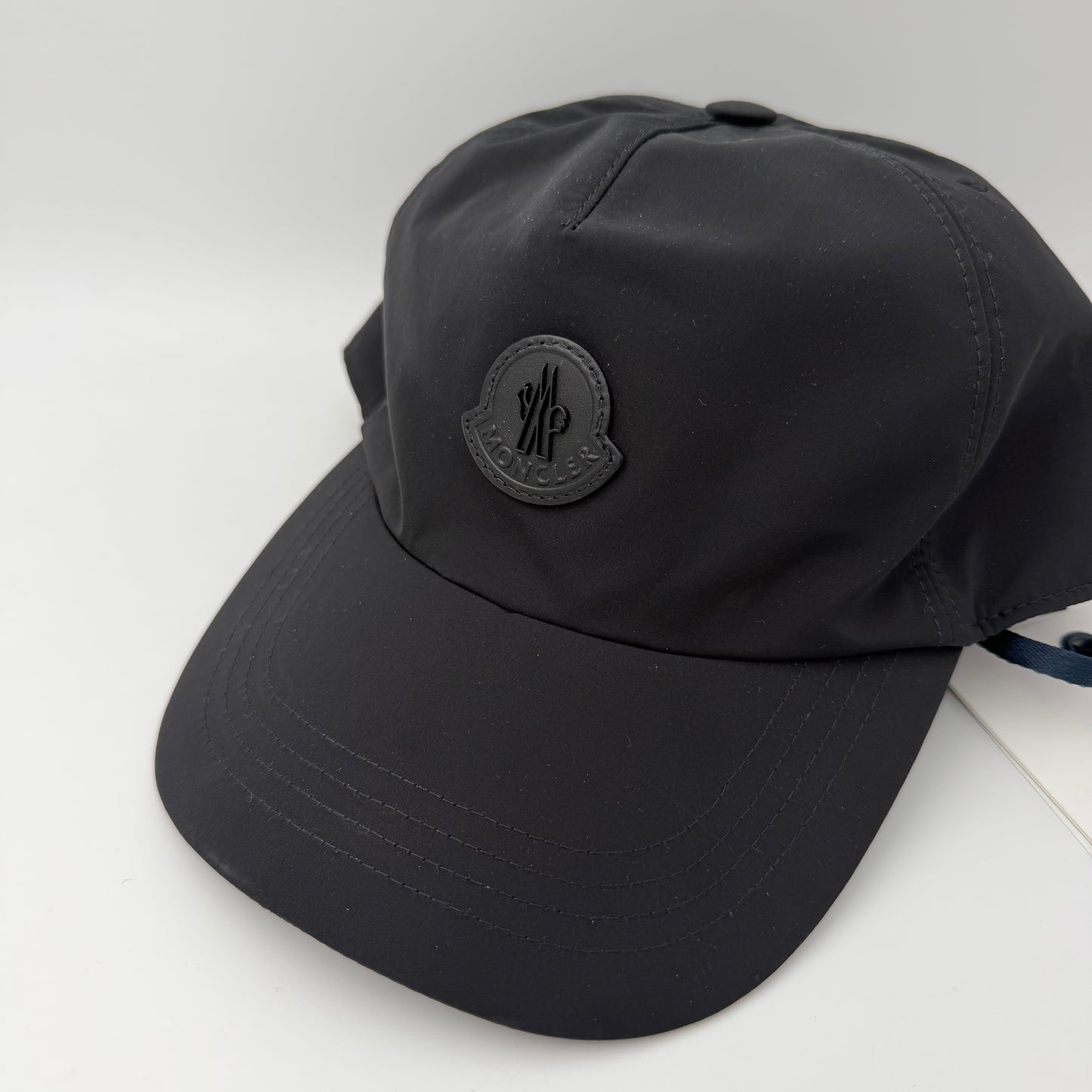 Moncler Leather Badge Baseball Cap Black