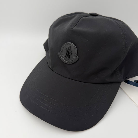 Moncler Leather Badge Baseball Cap Black