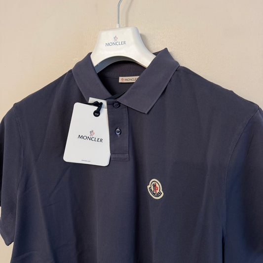Moncler Mens Polo Shirt Navy Outline Logo - Size L