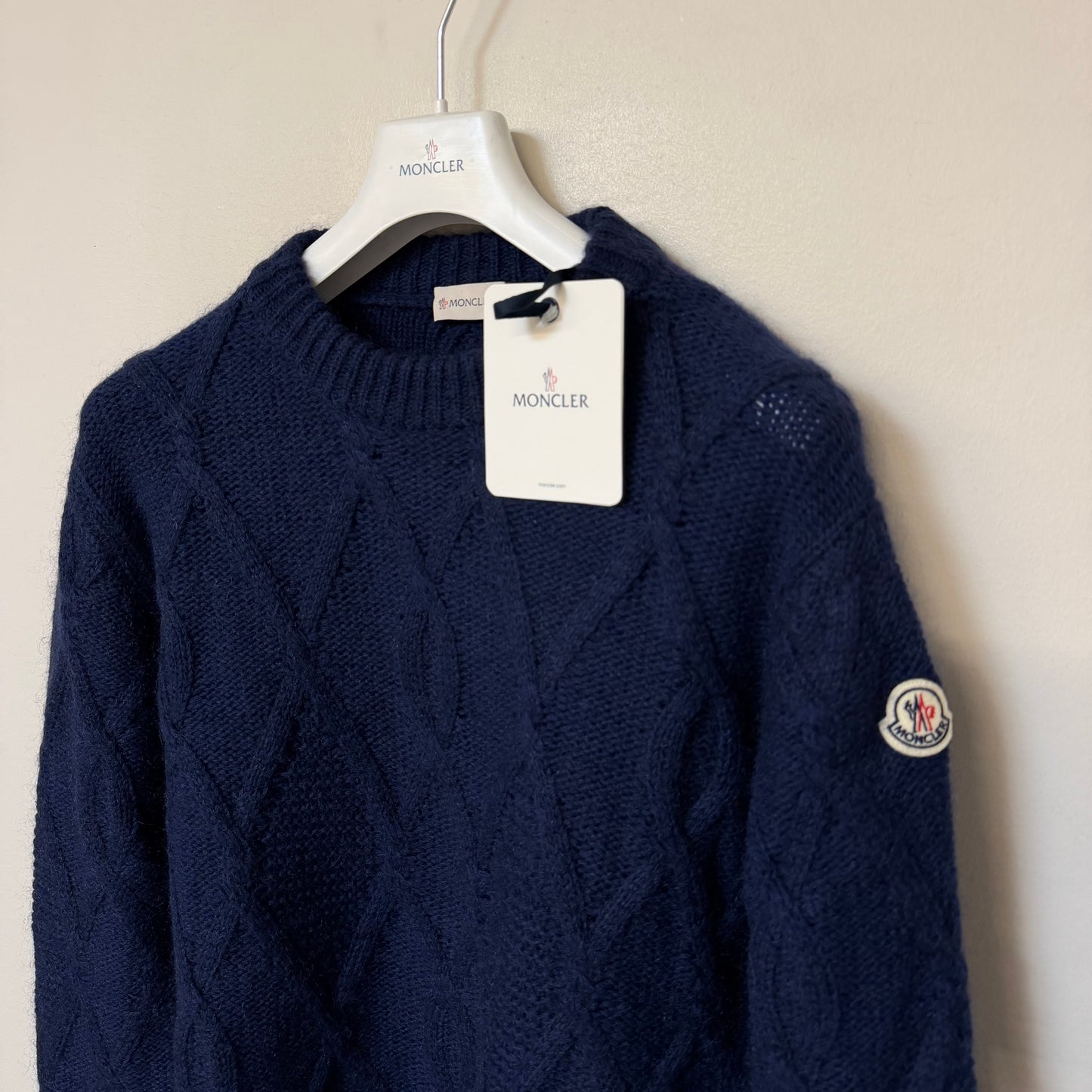 Moncler Cable Knit Wool Sweater Navy - Size M