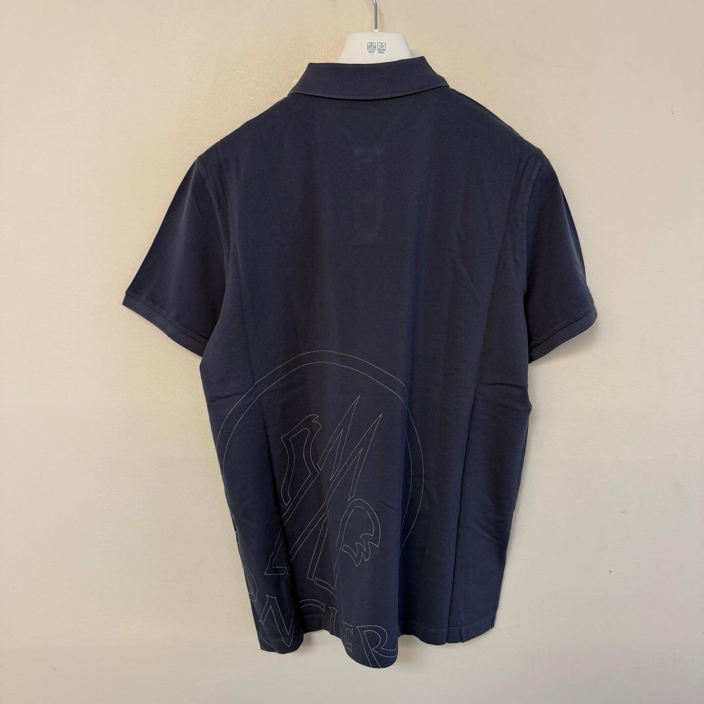 Moncler Mens Polo Shirt Navy Outline Logo - Size L