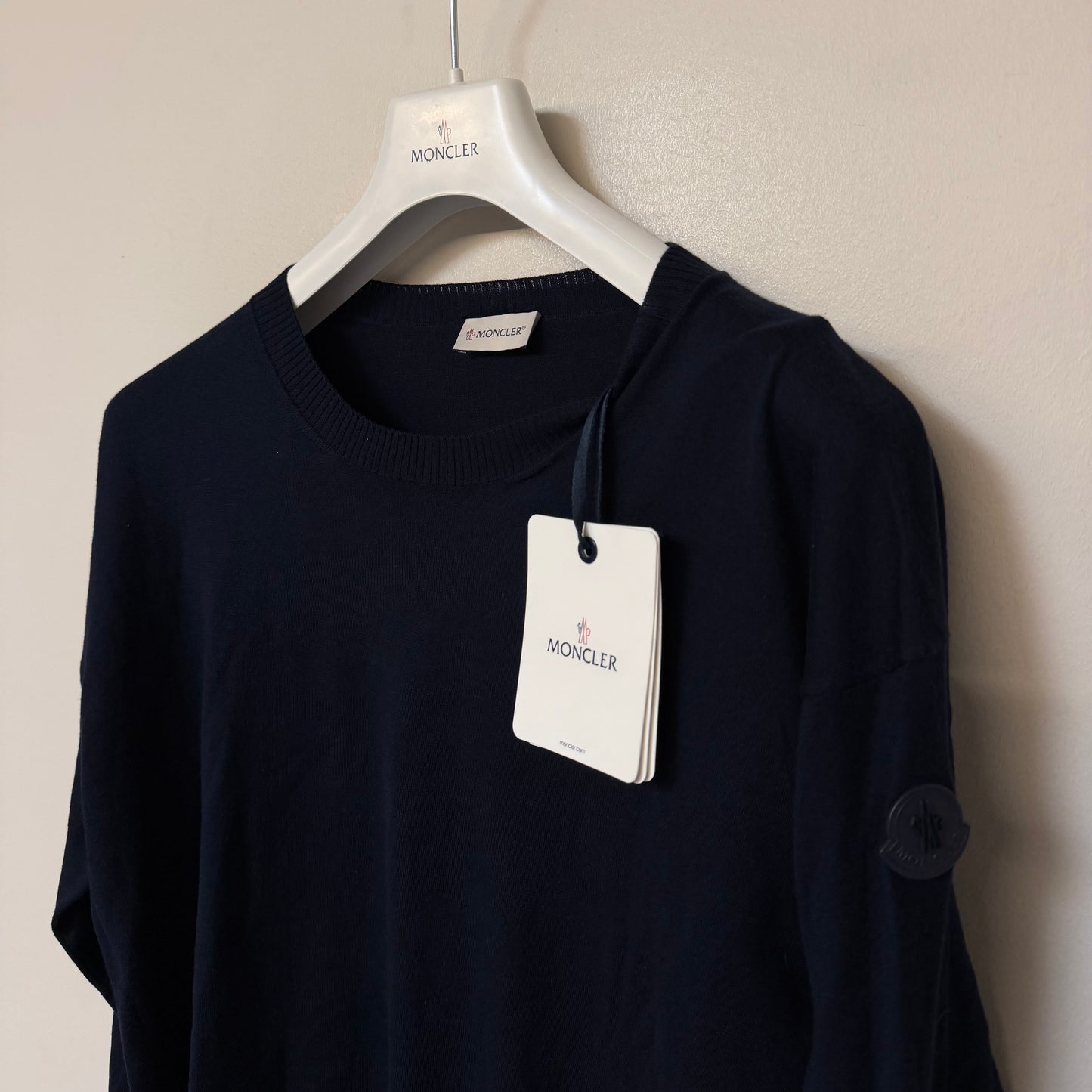 Moncler Cotton/ Cashmere Crewneck Sweater Navy - Size XL