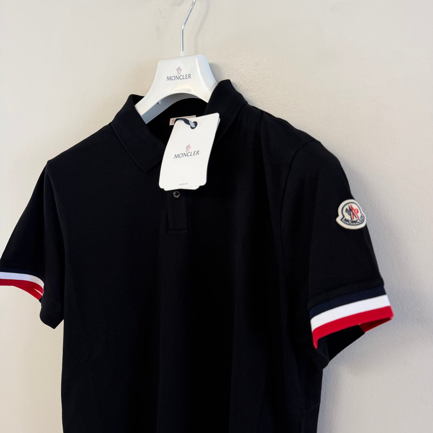 Moncler Mens Polo Shirt Black - Size L