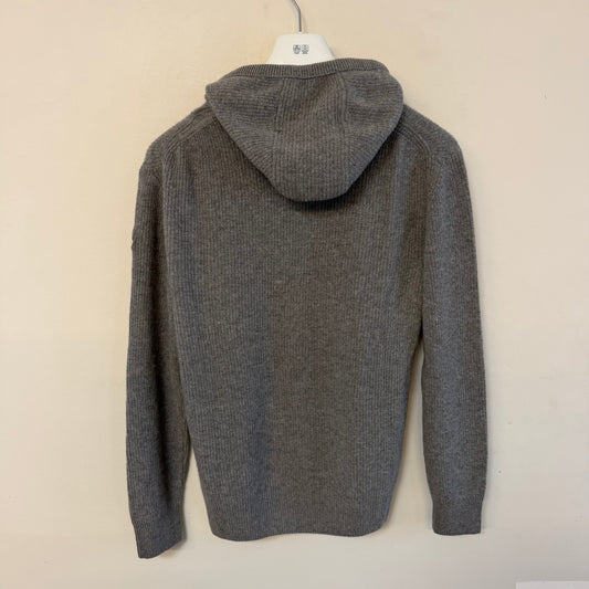 Moncler Ribbed Wool & Cashmere Knit Hoodie Grey - Size L