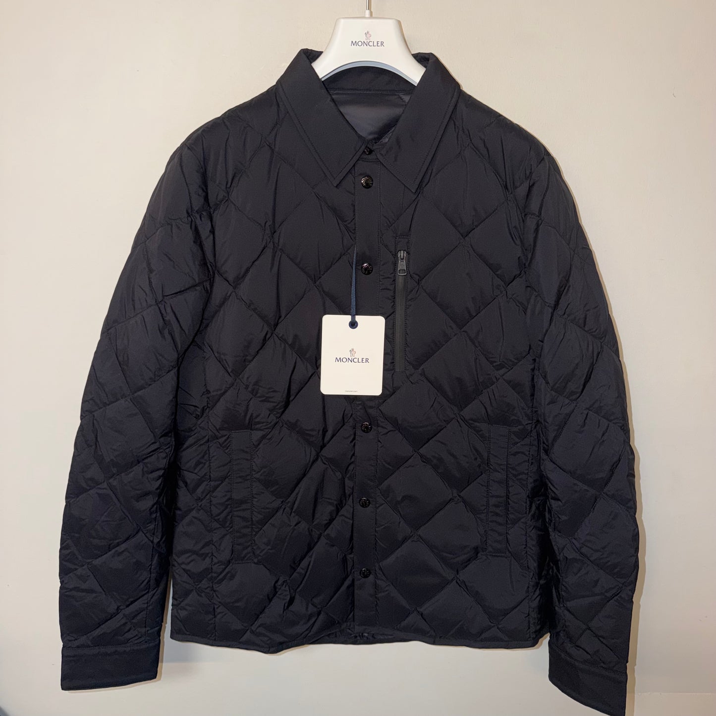 Moncler Diamond Quilted Down Shirt Jacket Black - Size 4
