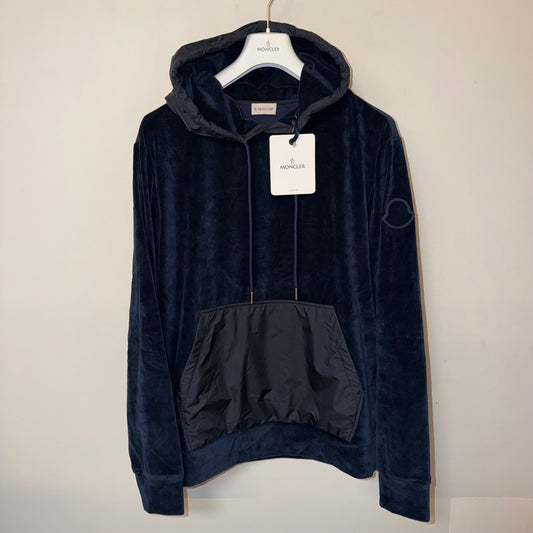 Moncler Velour Hoodie Navy - Sizes M, L, XL & XXL