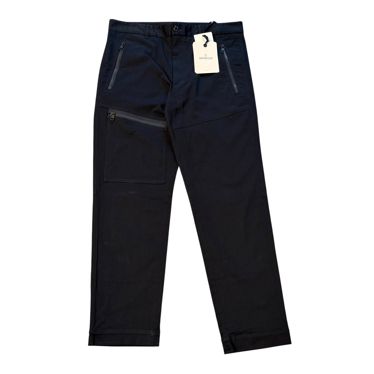 Moncler Zip Pocket Cotton Trousers Black - Size 50