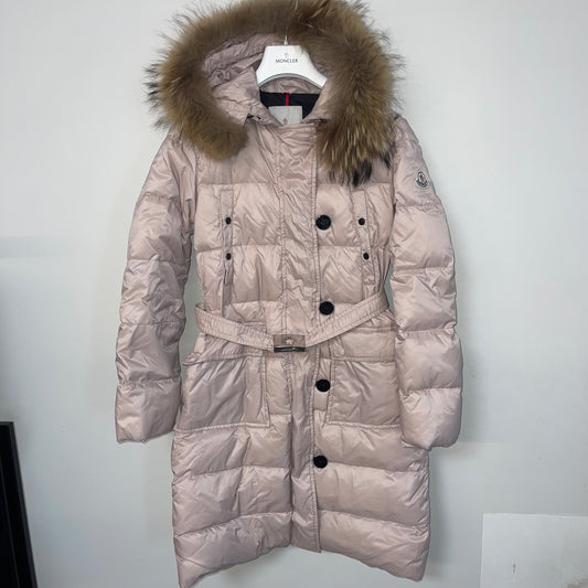 Moncler Ladies Long Fur Down Jacket - Size 1