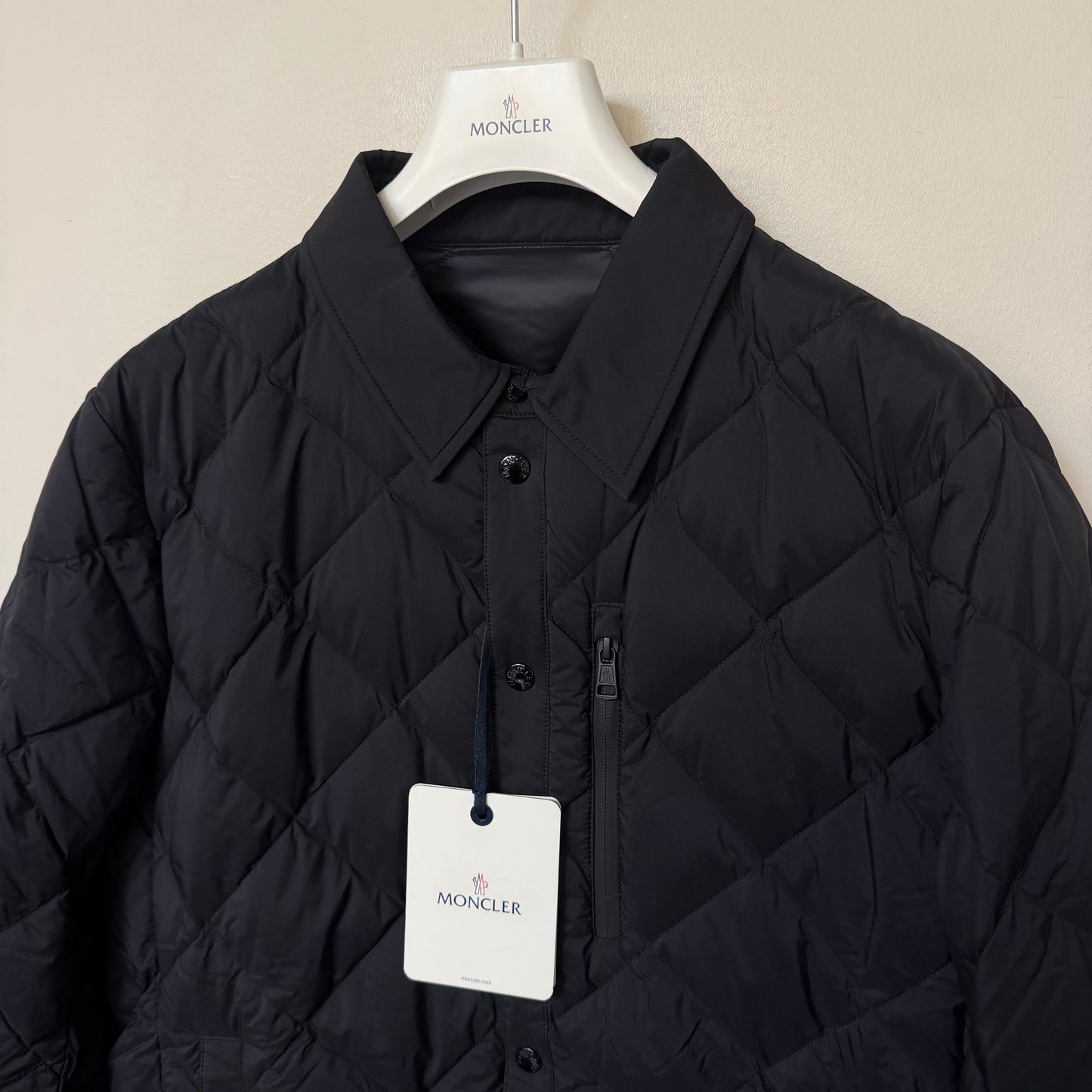 Moncler Diamond Quilted Down Shirt Jacket Black - Size 4