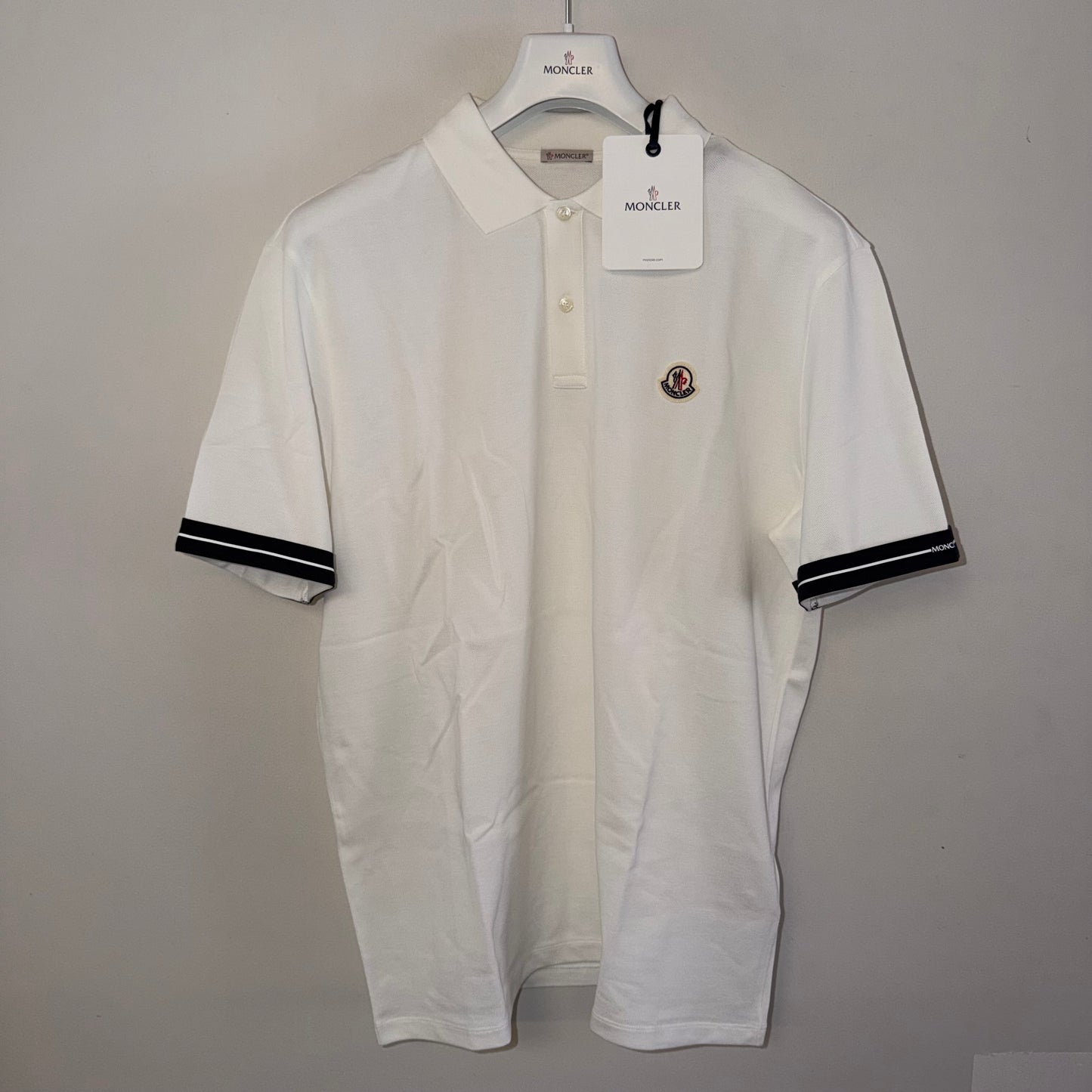 Moncler Mens Polo Shirt White - Size XXL