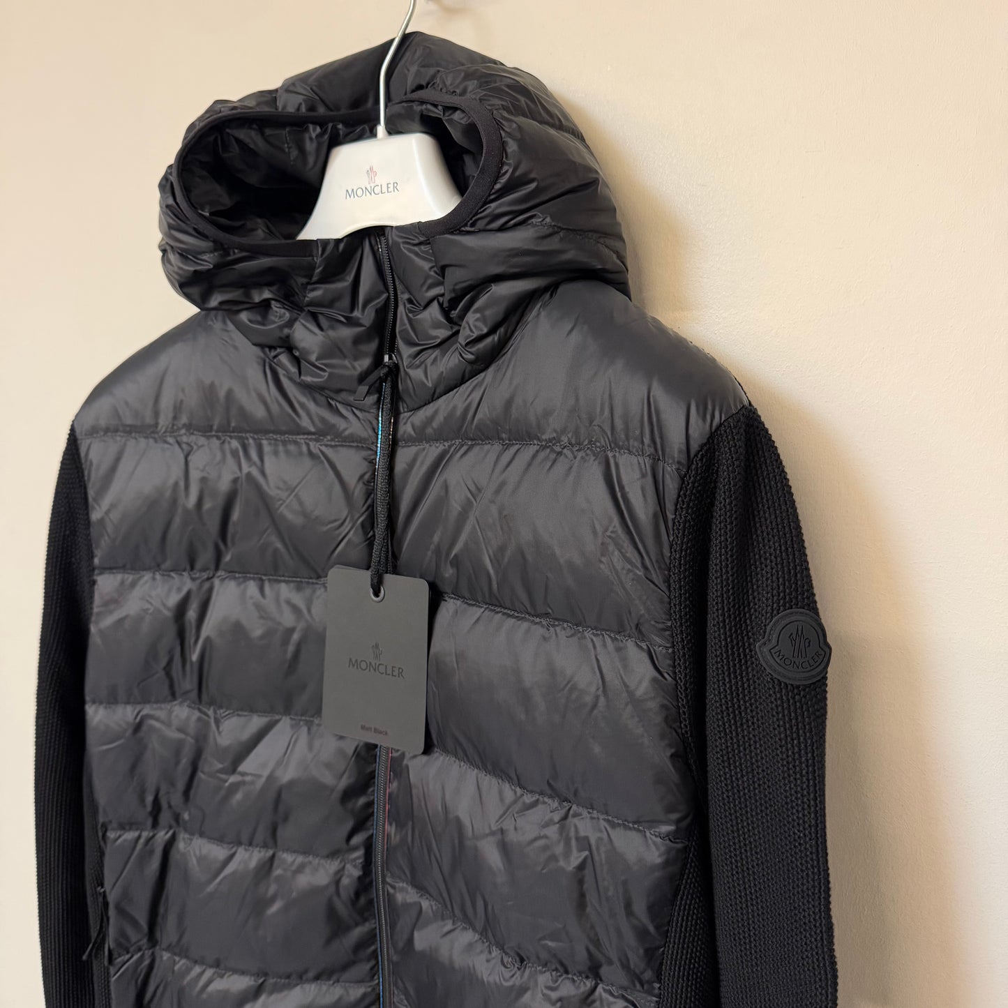 Moncler Matt Black Padded Hooded Cardigan Black - Size M