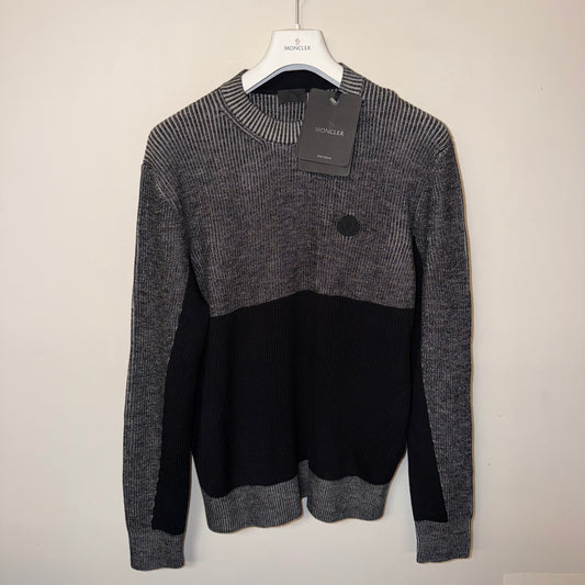 Moncler Matt Black Two-Tone Ribbed Sweater Grey/Black - Sizes S, L, XL & XXXL