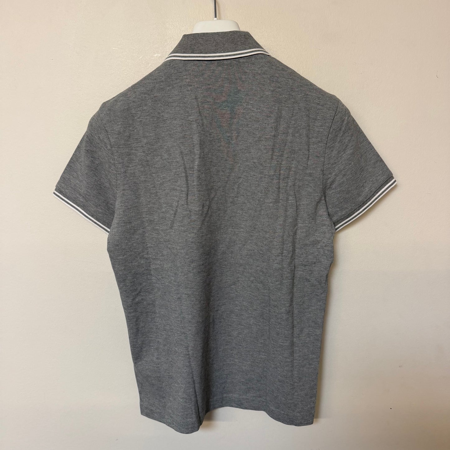 Moncler Mens Polo Shirt Grey Tipped - Size S