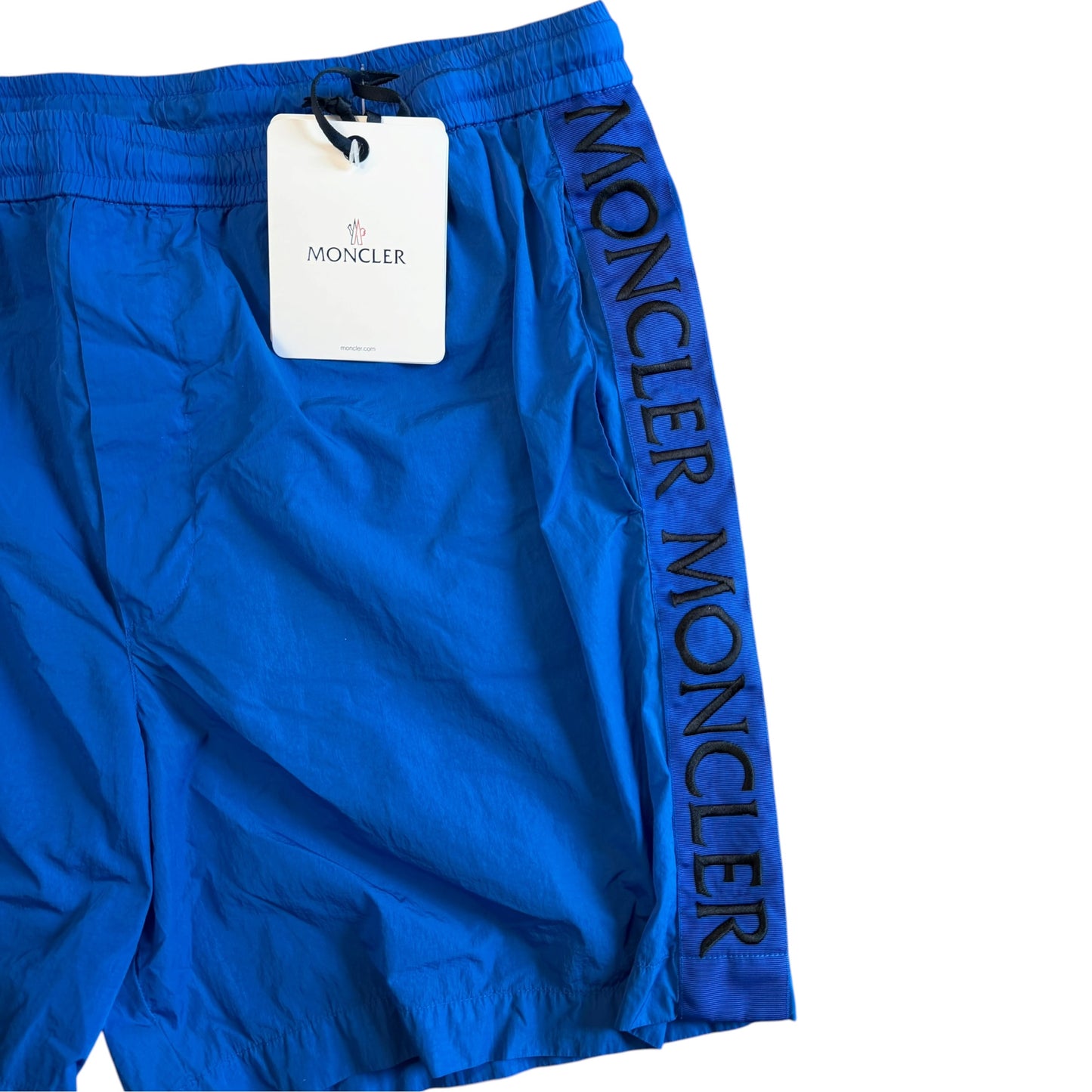 Moncler Mens Swim Shorts Blue Logo Tape - Size 54 / XXL