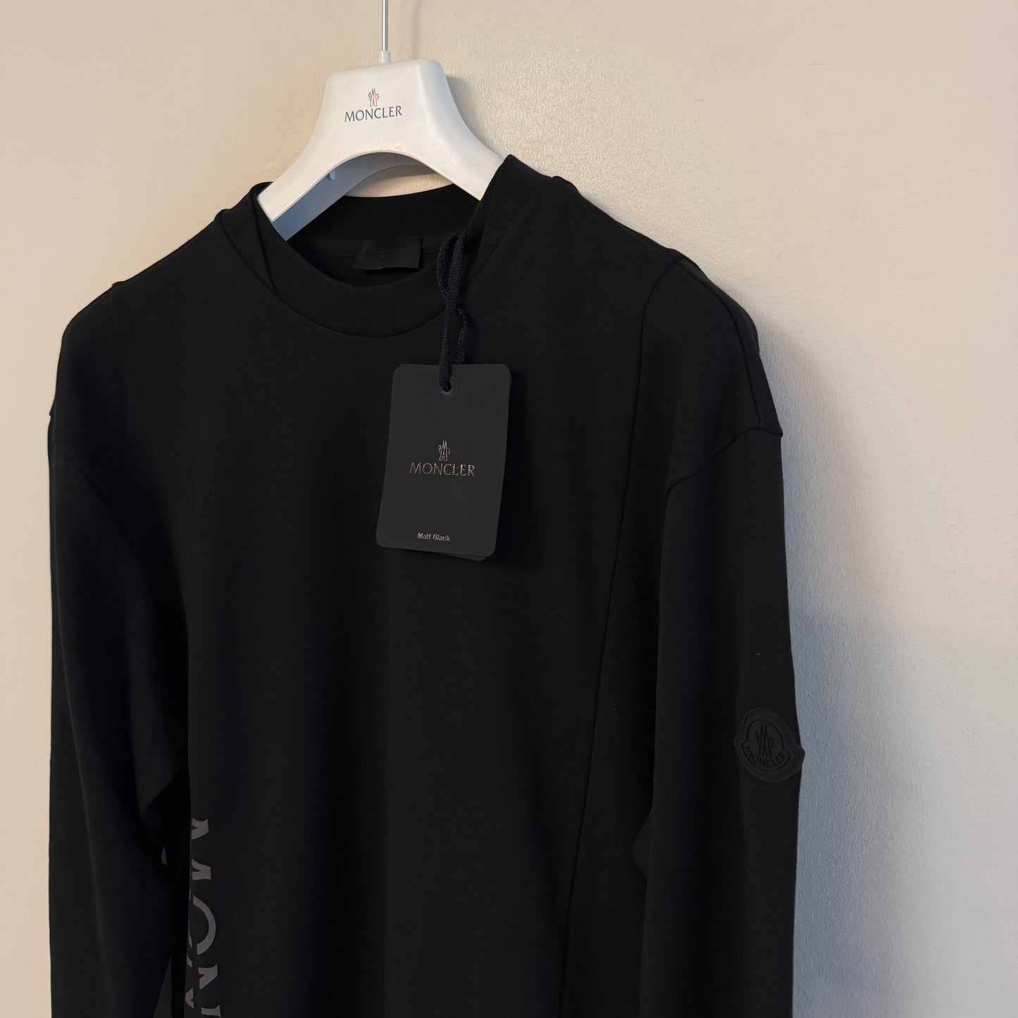 Moncler Matt Black Logo Sweatshirt Black - Size XL