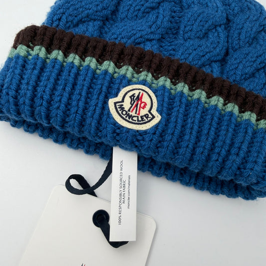 Moncler Cableknit Beanie Blue