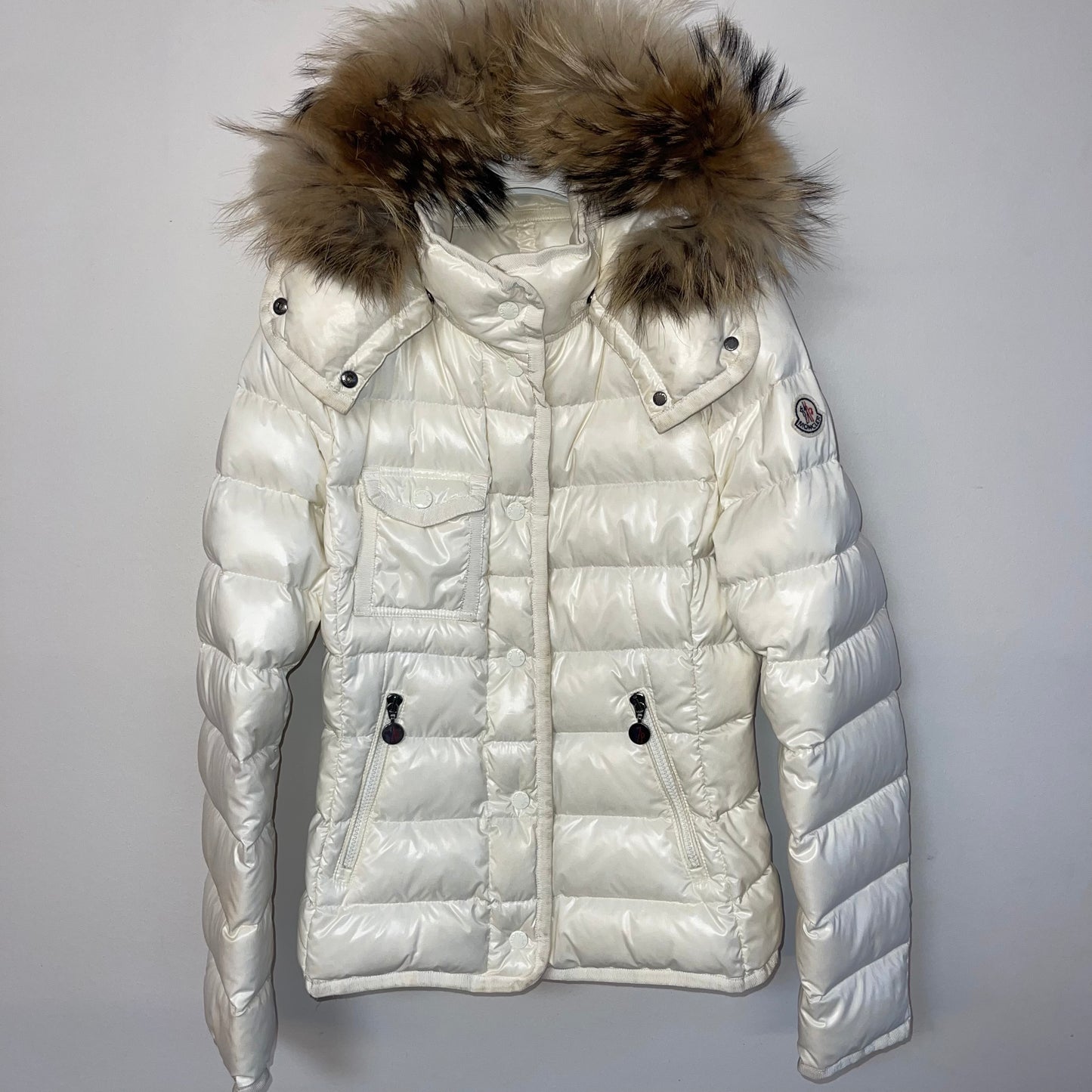 Moncler Ladies Armoise Fur Down Jacket - Size S