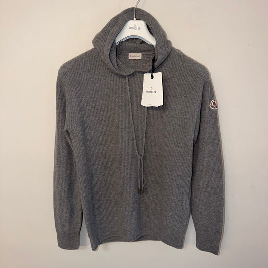 Moncler Ribbed Wool & Cashmere Knit Hoodie Grey - Size L