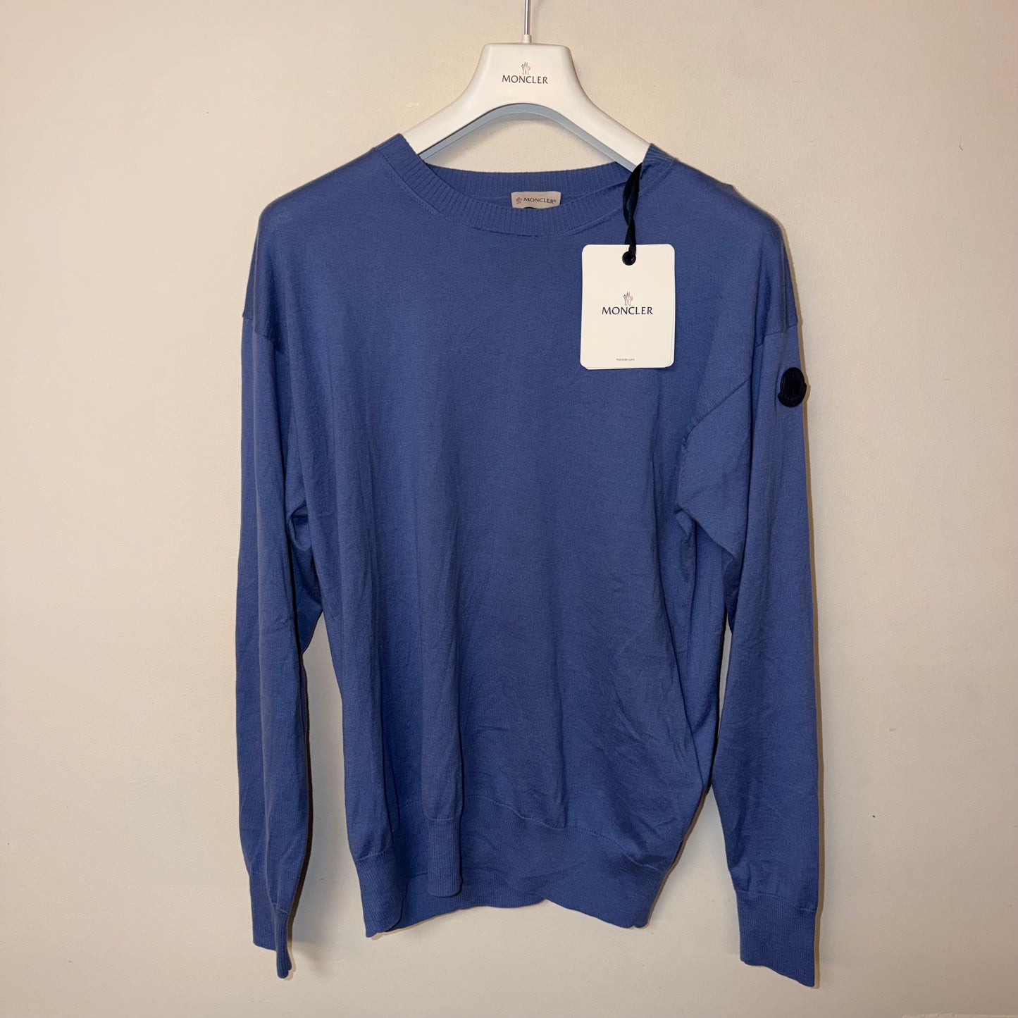 Moncler Cotton/ Cashmere Crewneck Sweater Blue - Sizes L & XXL