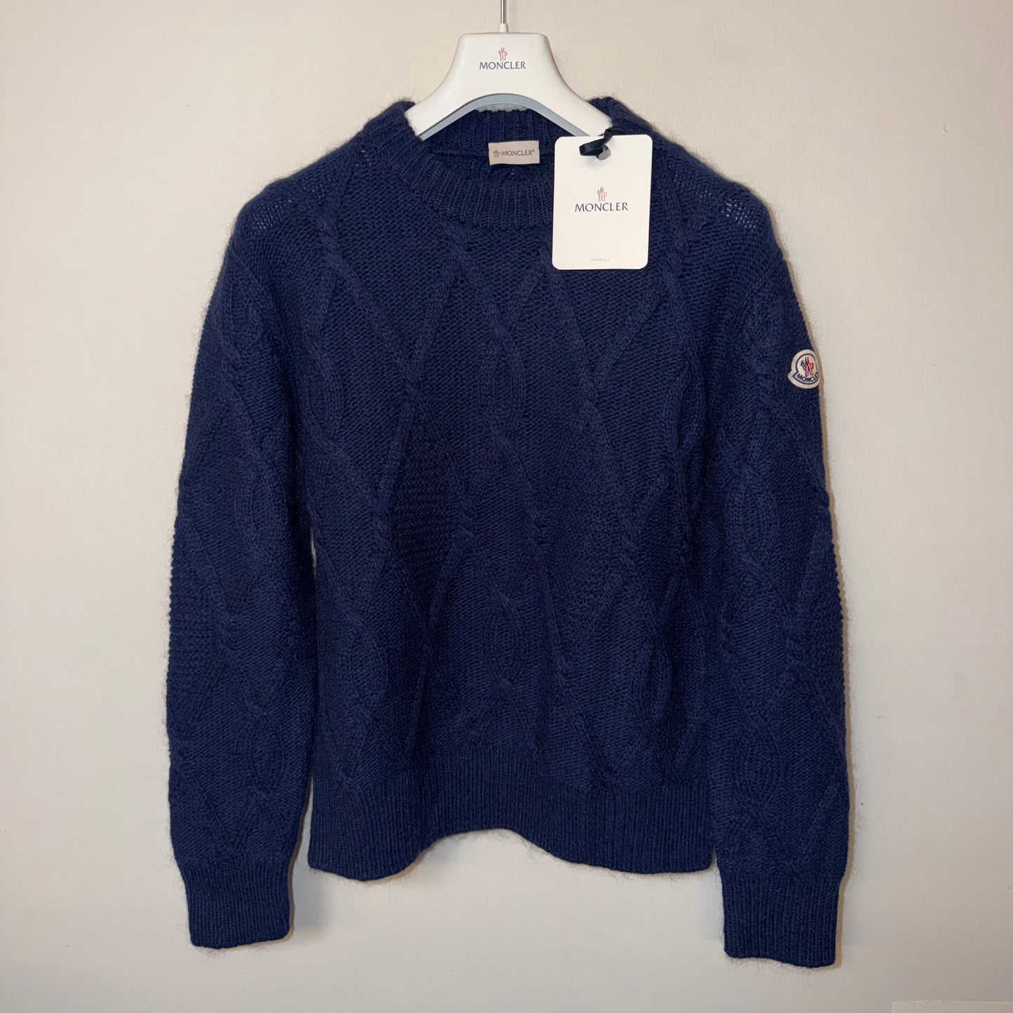 Moncler Cable Knit Wool Sweater Navy - Size M