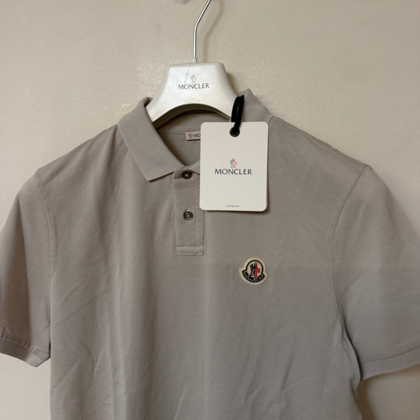 Moncler Mens Polo Shirt Light Grey - Size S