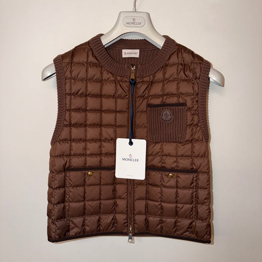 Moncler Ladies Knitted Gilet Brown