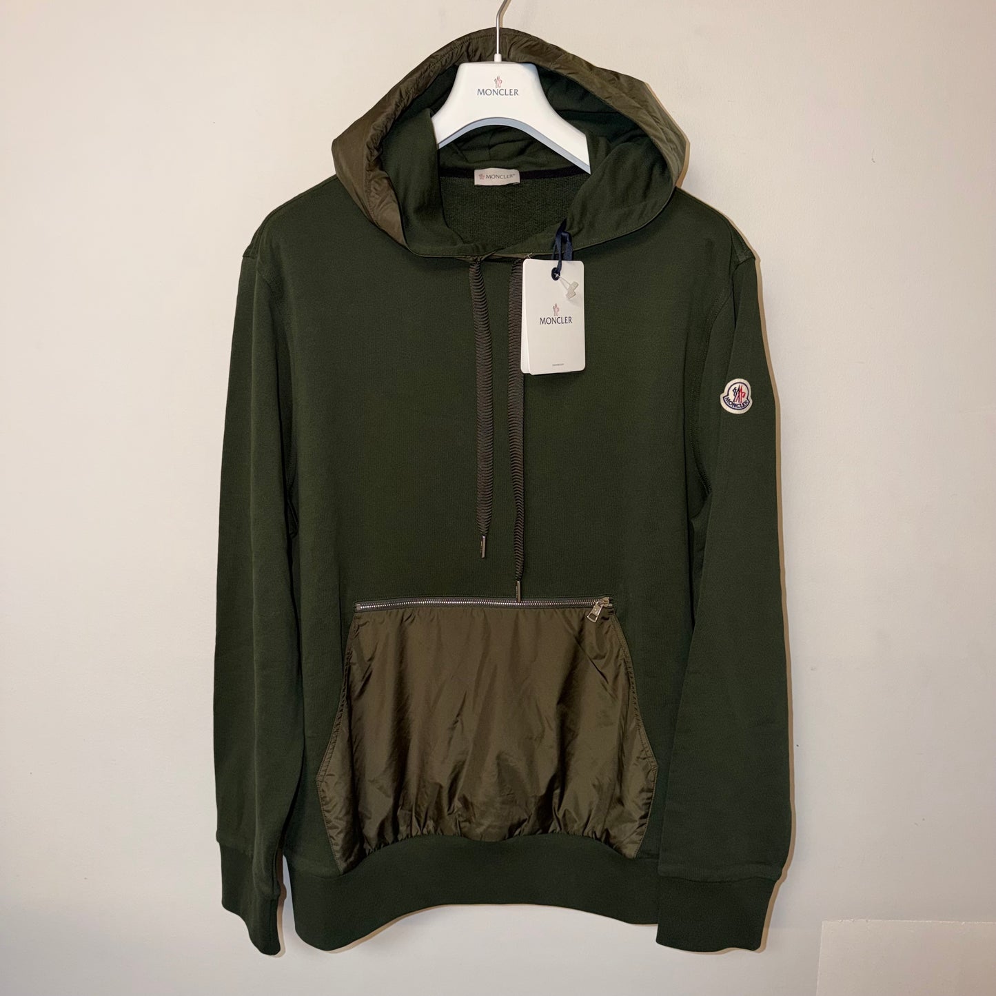 Moncler Nylon Pocket Hoodie Green - Size XXL