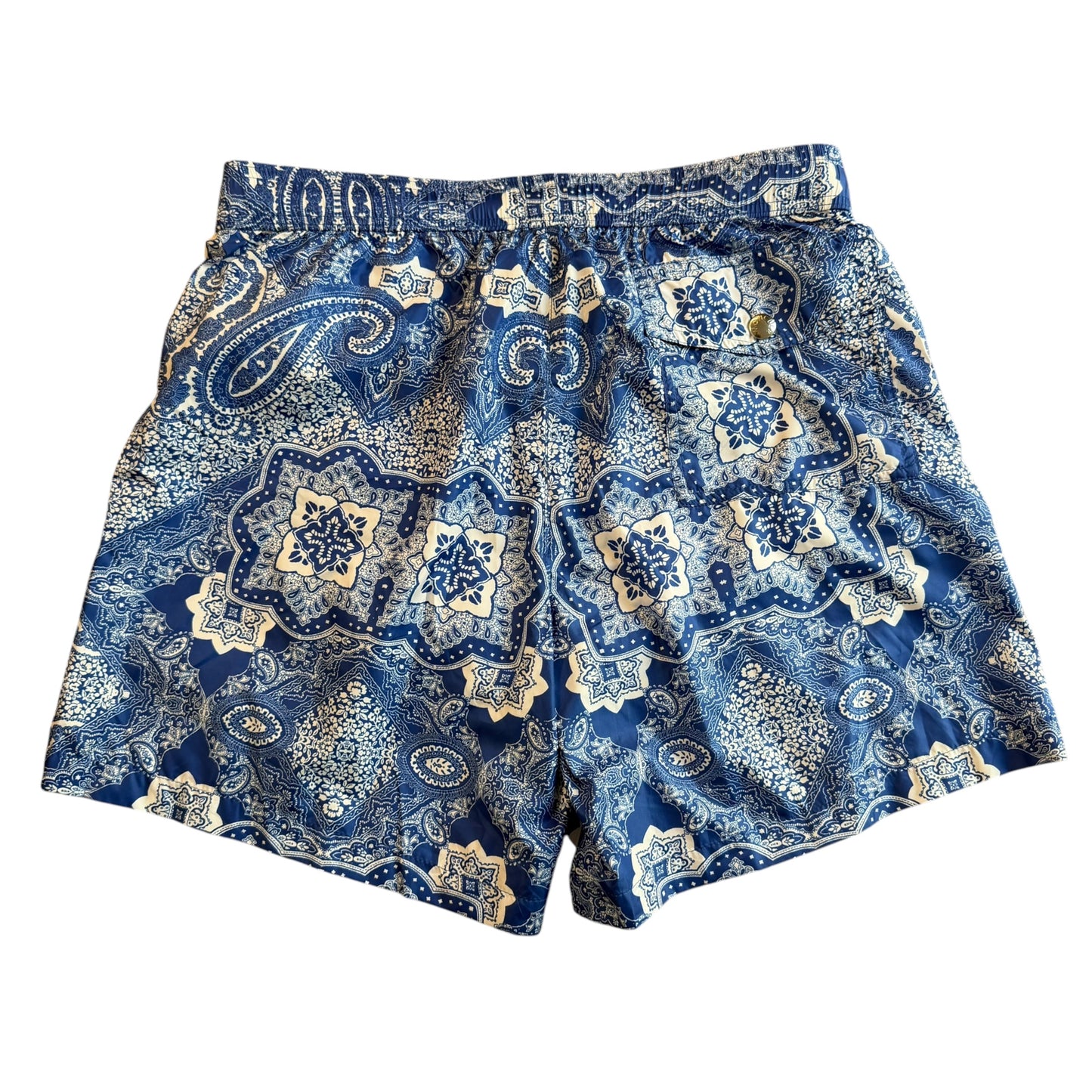 Moncler Mens Swim Shorts Blue Bandana Print - Size S