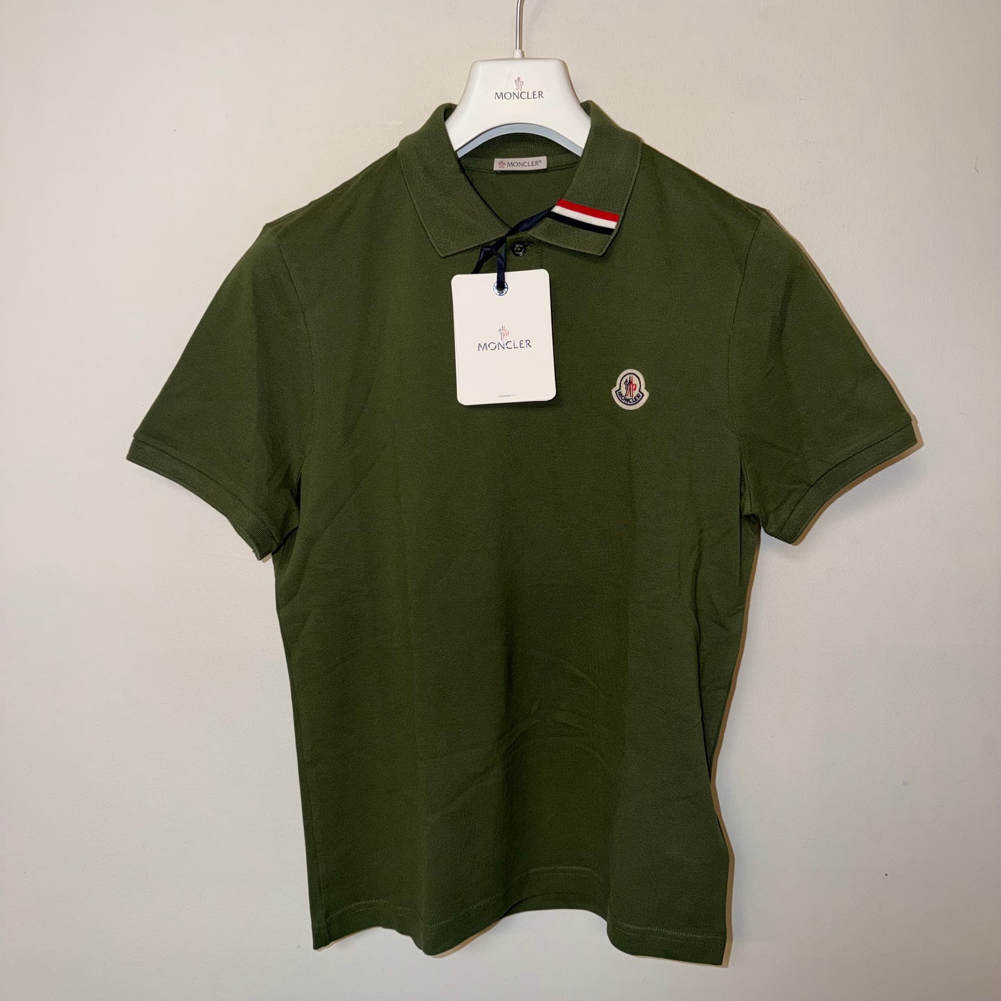 Moncler Mens Polo Shirt Khaki Green - Size S