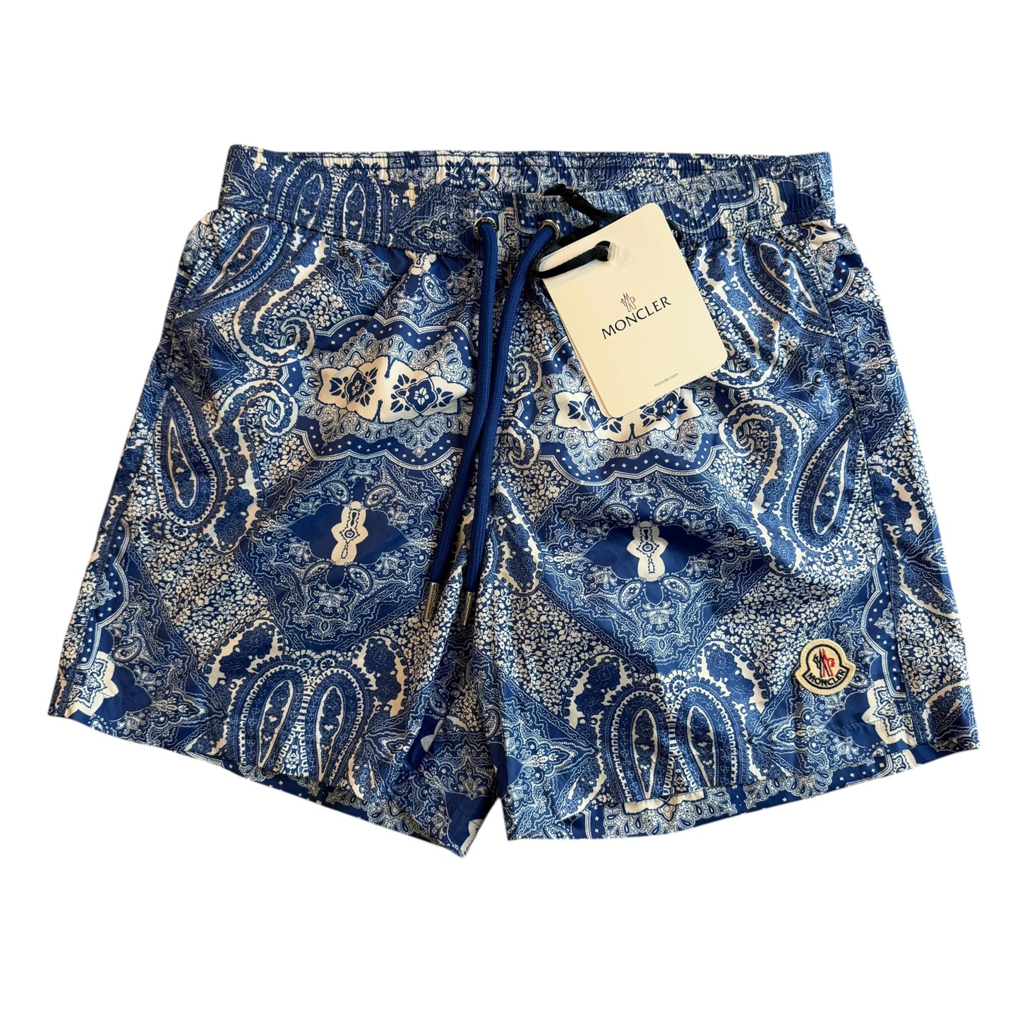 Moncler Mens Swim Shorts Blue Bandana Print - Size S