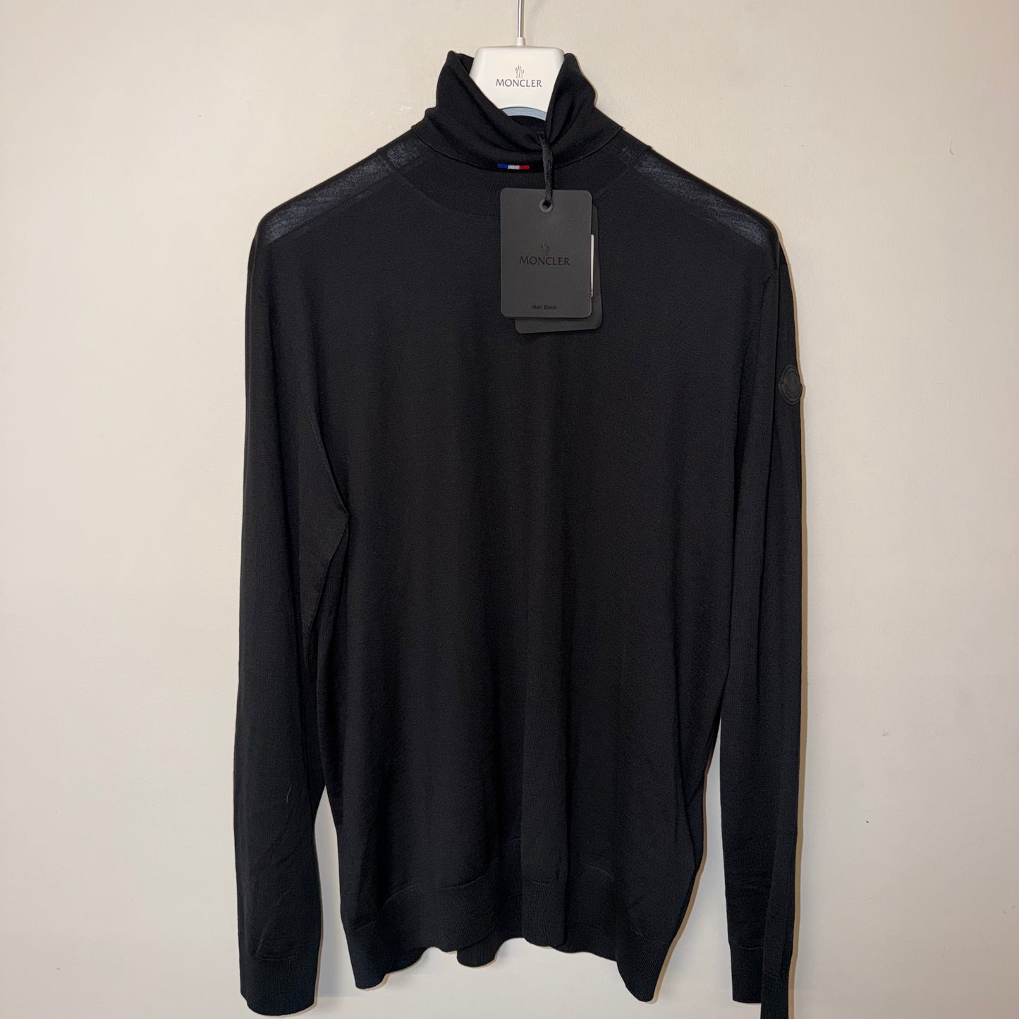 Moncler Matt Black Wool Turtleneck Sweater Black - Size XXL