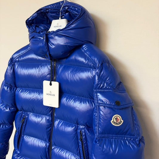 Moncler Womens Maire Hooded Down Jacket Blue - Size 5