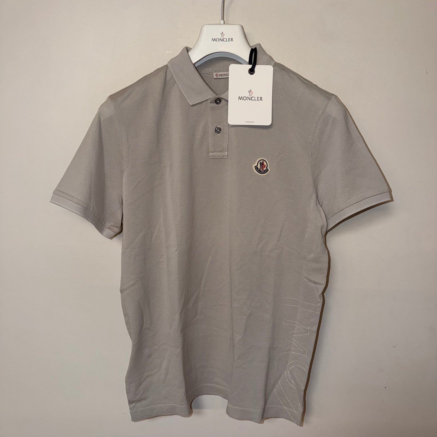 Moncler Mens Polo Shirt Light Grey - Size S