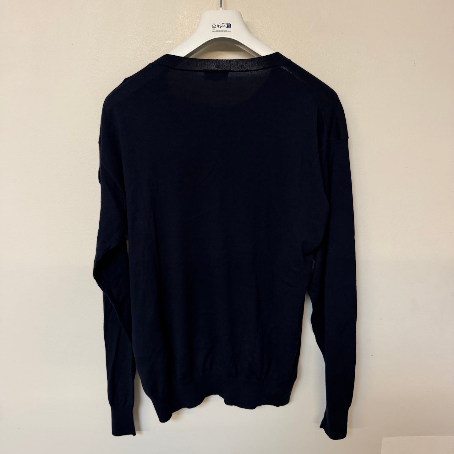 Moncler Cotton/ Cashmere Crewneck Sweater Navy - Size XL