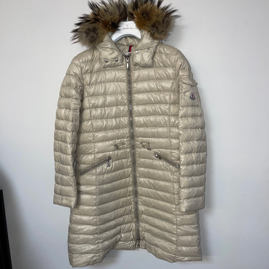 Moncler Ladies Long Fur Down Jacket - Size 2