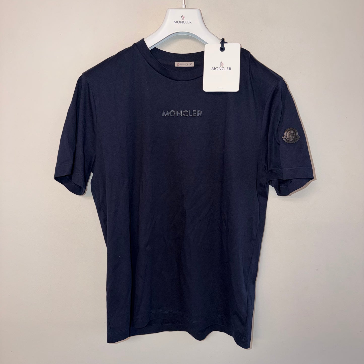 Moncler Mens Leather Logo Tshirt - Size L